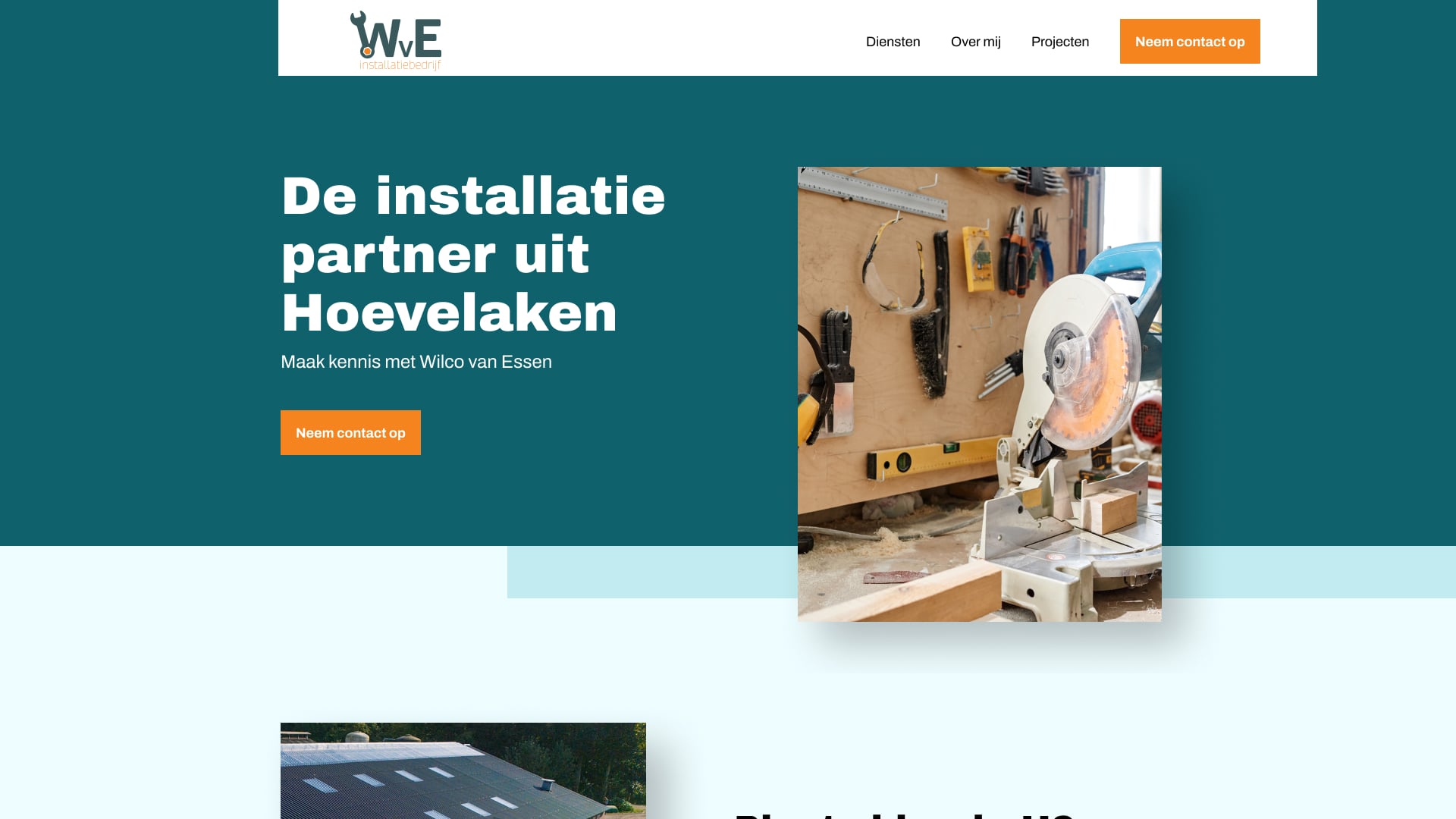 Voorbeeld van websiteontwerp voor WvE